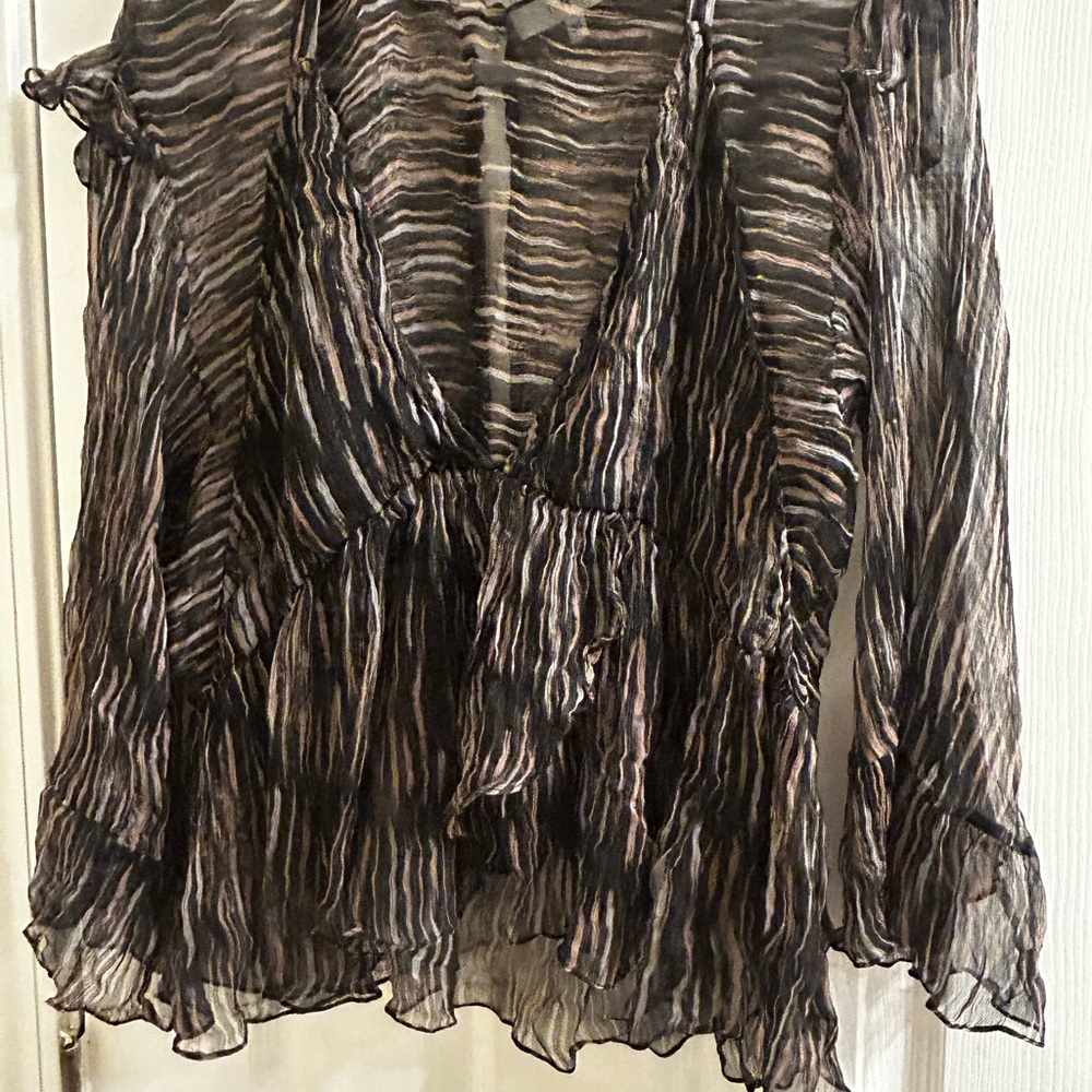 IRO Black and Cream Sheer Blouse